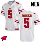Men's Wisconsin Badgers NCAA #5 Chris James White Authentic Under Armour Stitched College Football Jersey HX31L82OW